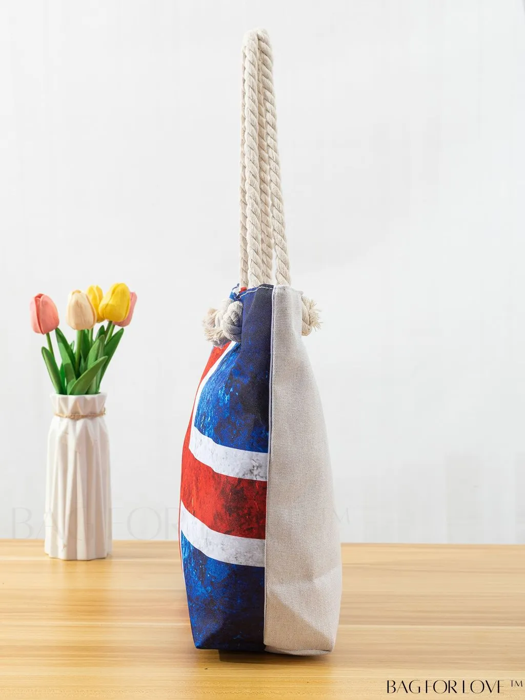 BagForLove - Chic Student Tote Bag with Striking Contrast Striped Design