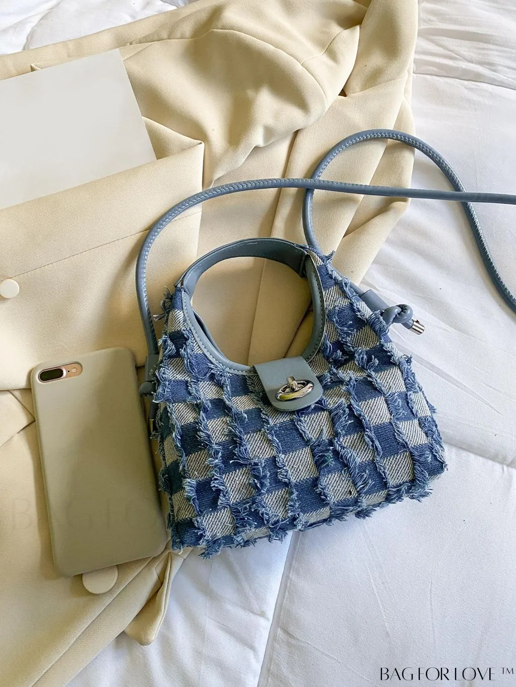 BagForLove - Compact Twist Lock Hobo Bag with Raw Trim