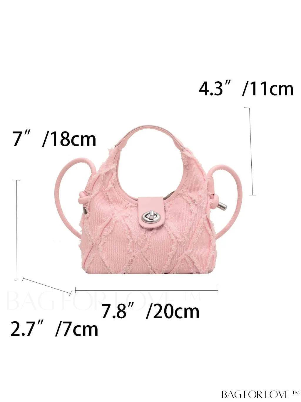 BagForLove - Compact Twist Lock Hobo Bag with Raw Trim