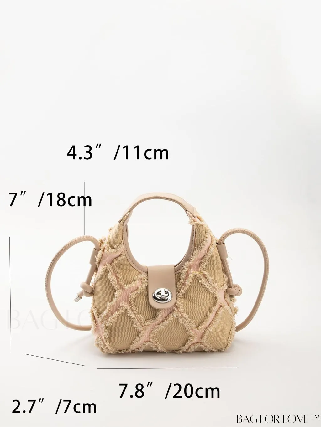 BagForLove - Compact Twist Lock Hobo Bag with Raw Trim