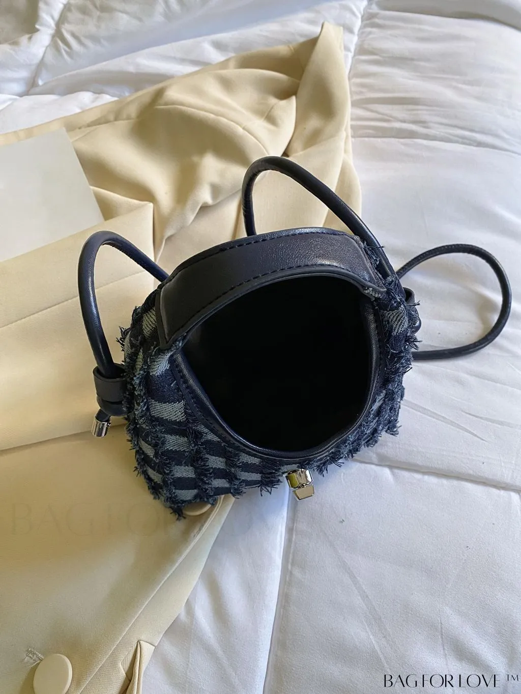 BagForLove - Compact Twist Lock Hobo Bag with Raw Trim
