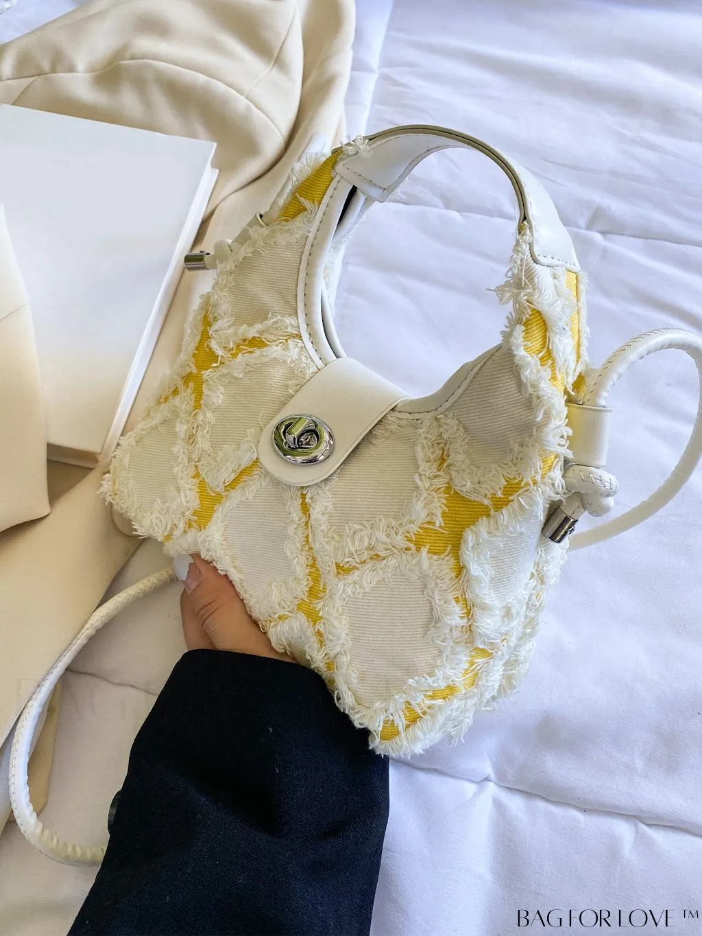 BagForLove - Compact Twist Lock Hobo Bag with Raw Trim