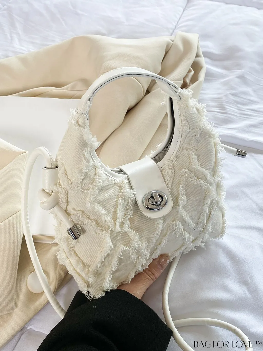 BagForLove - Compact Twist Lock Hobo Bag with Raw Trim