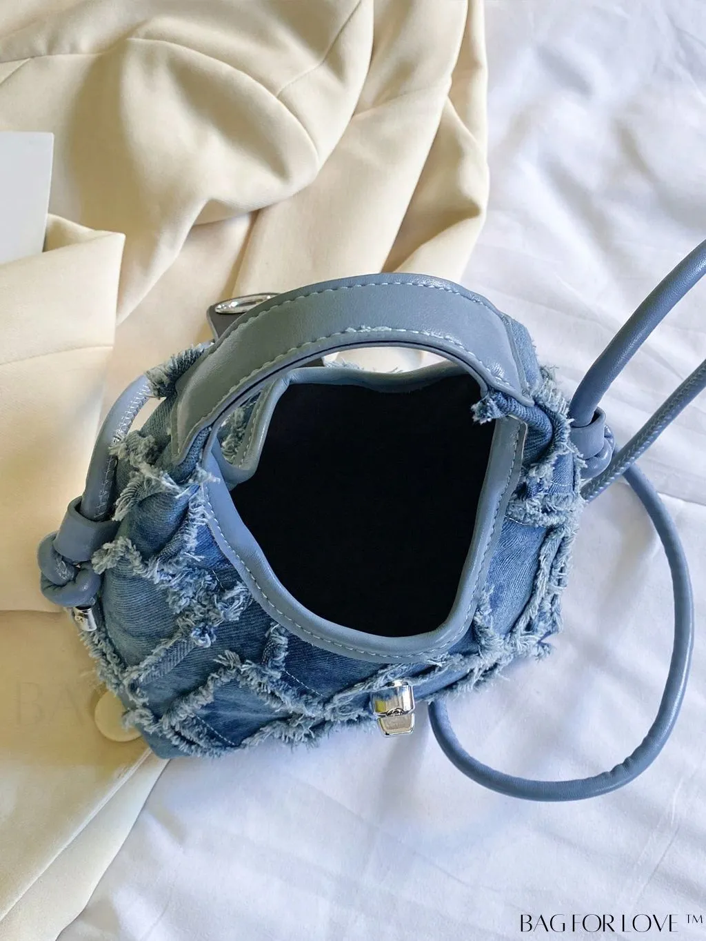 BagForLove - Compact Twist Lock Hobo Bag with Raw Trim