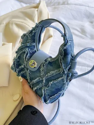 BagForLove - Compact Twist Lock Hobo Bag with Raw Trim