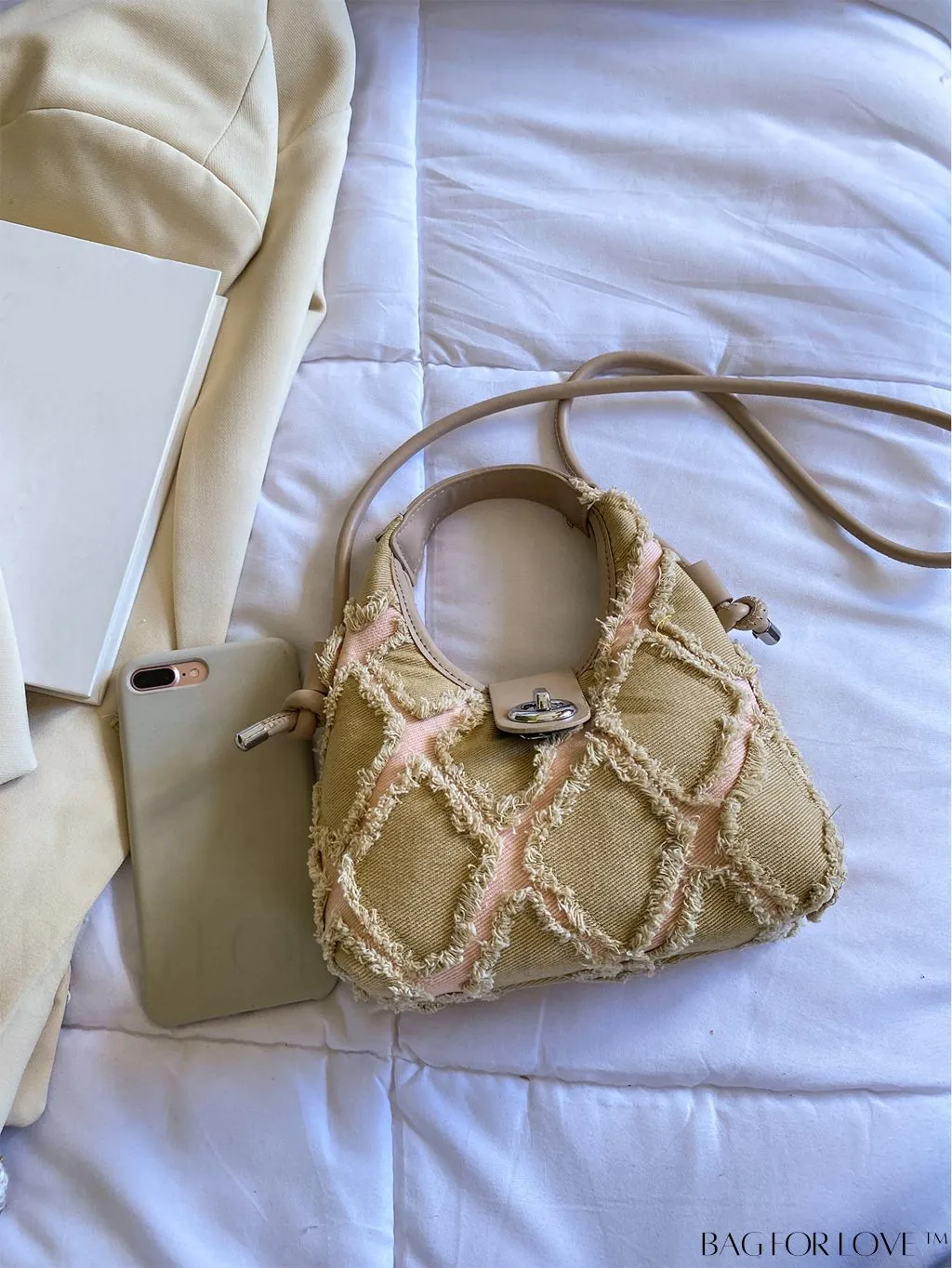 BagForLove - Compact Twist Lock Hobo Bag with Raw Trim