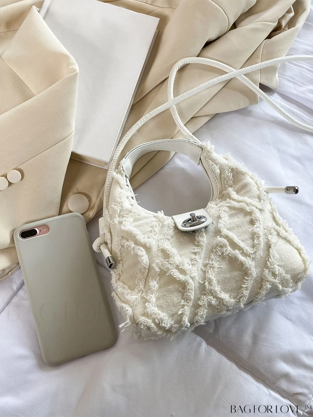 BagForLove - Compact Twist Lock Hobo Bag with Raw Trim