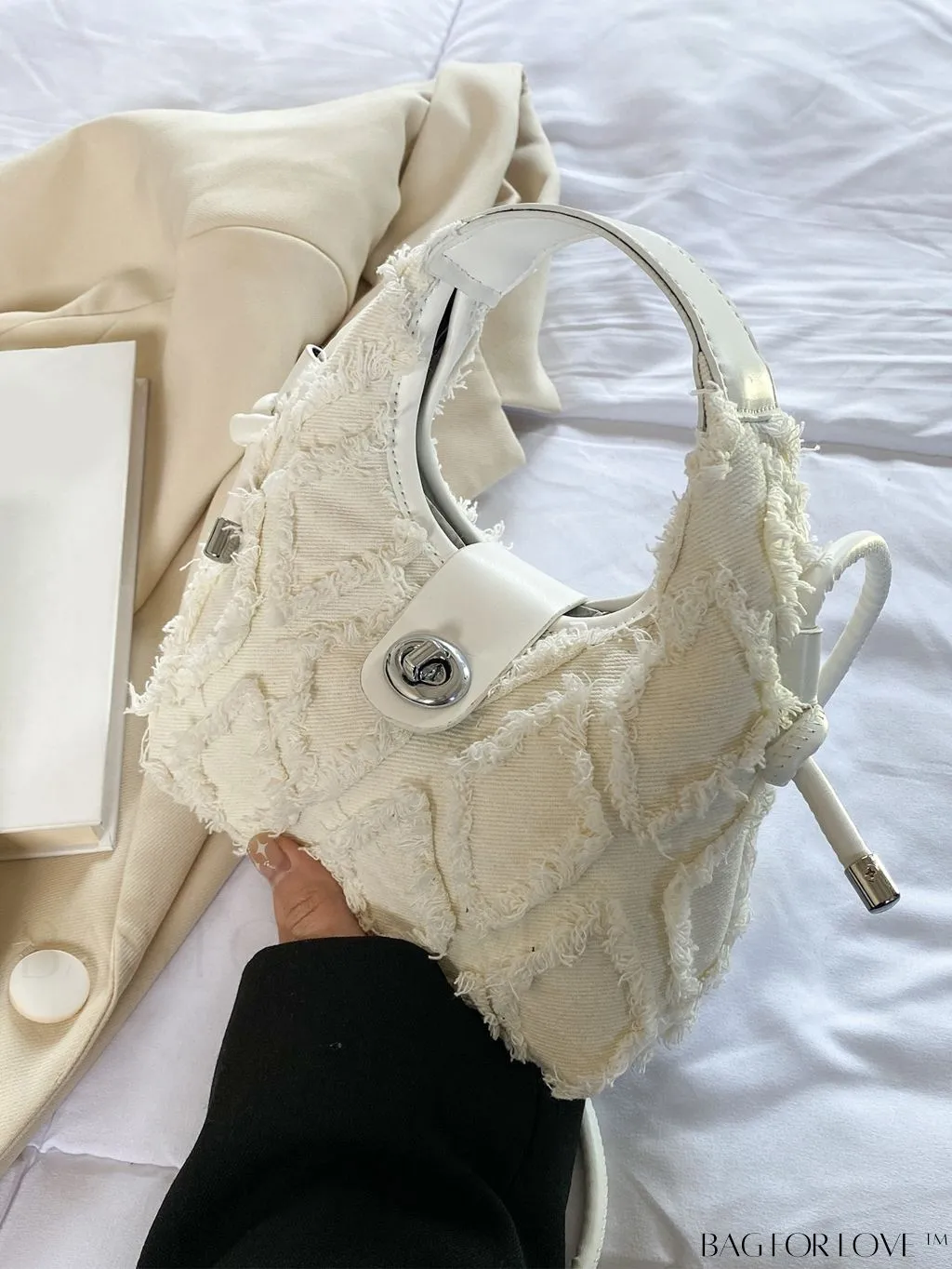BagForLove - Compact Twist Lock Hobo Bag with Raw Trim
