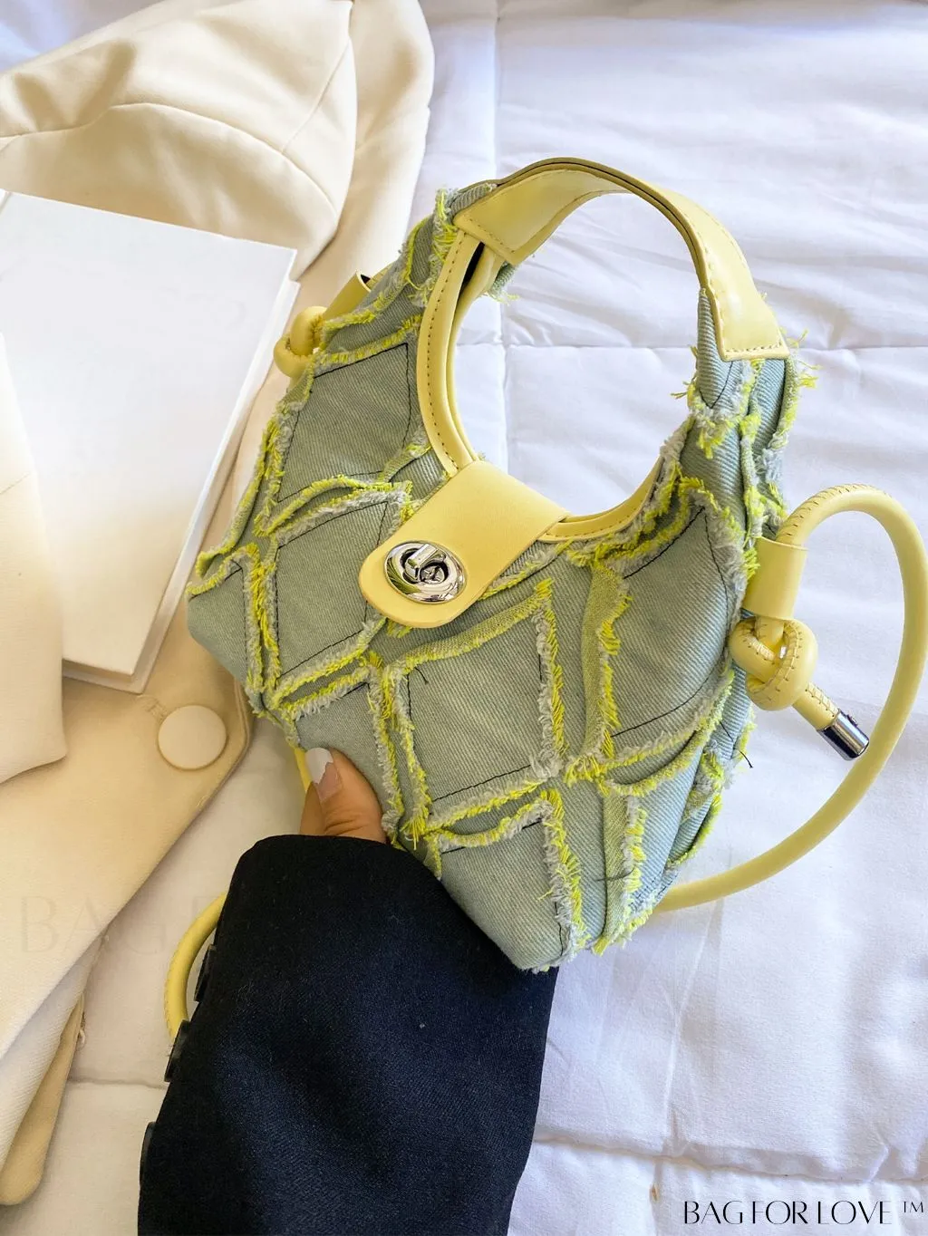 BagForLove - Compact Twist Lock Hobo Bag with Raw Trim