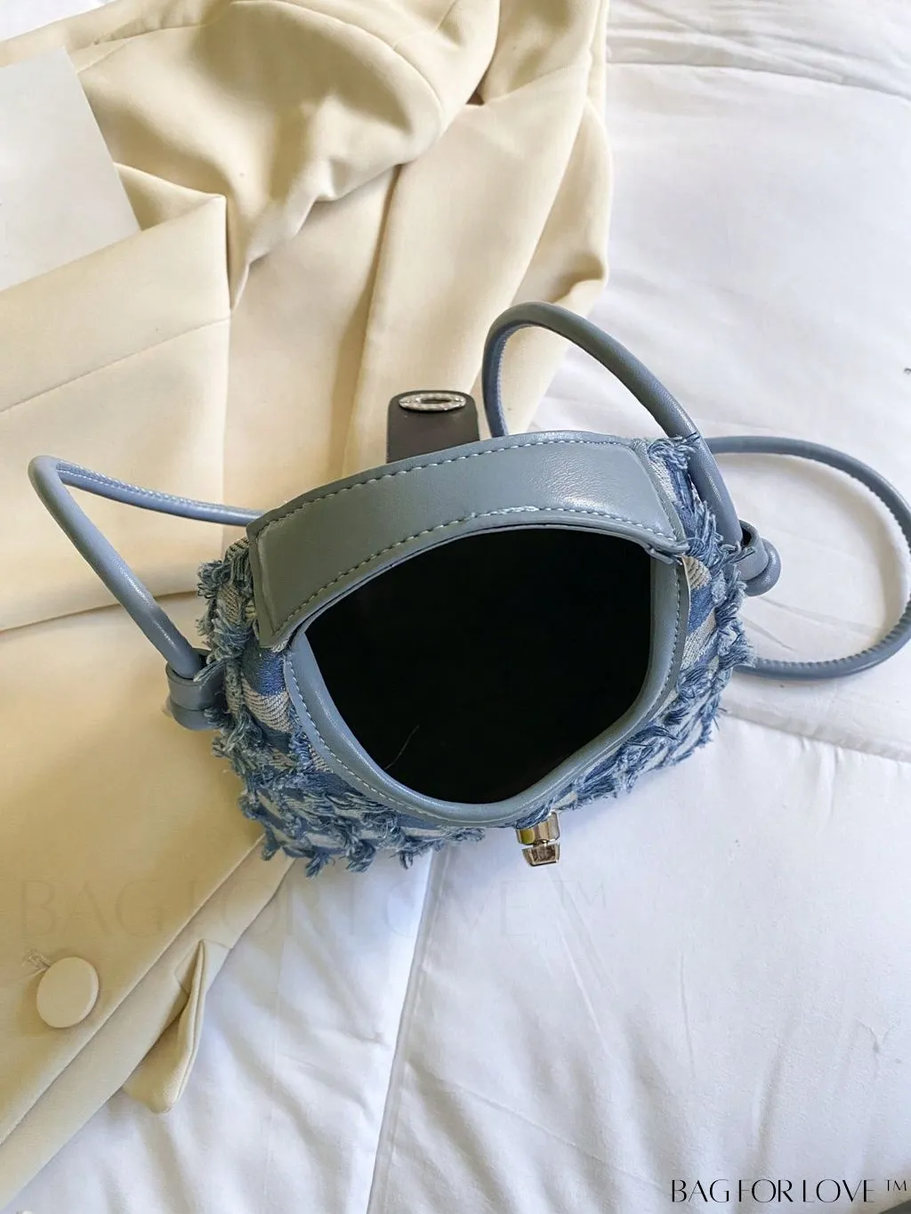 BagForLove - Compact Twist Lock Hobo Bag with Raw Trim