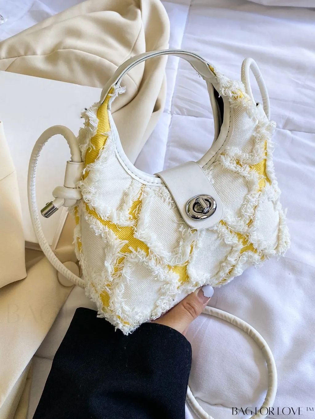 BagForLove - Compact Twist Lock Hobo Bag with Raw Trim