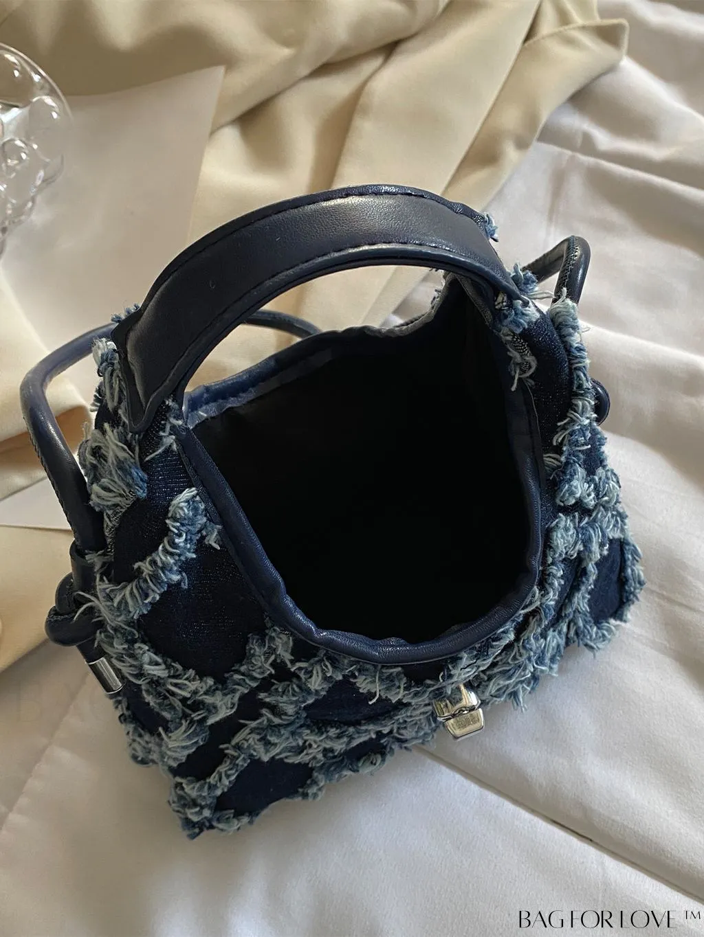 BagForLove - Compact Twist Lock Hobo Bag with Raw Trim