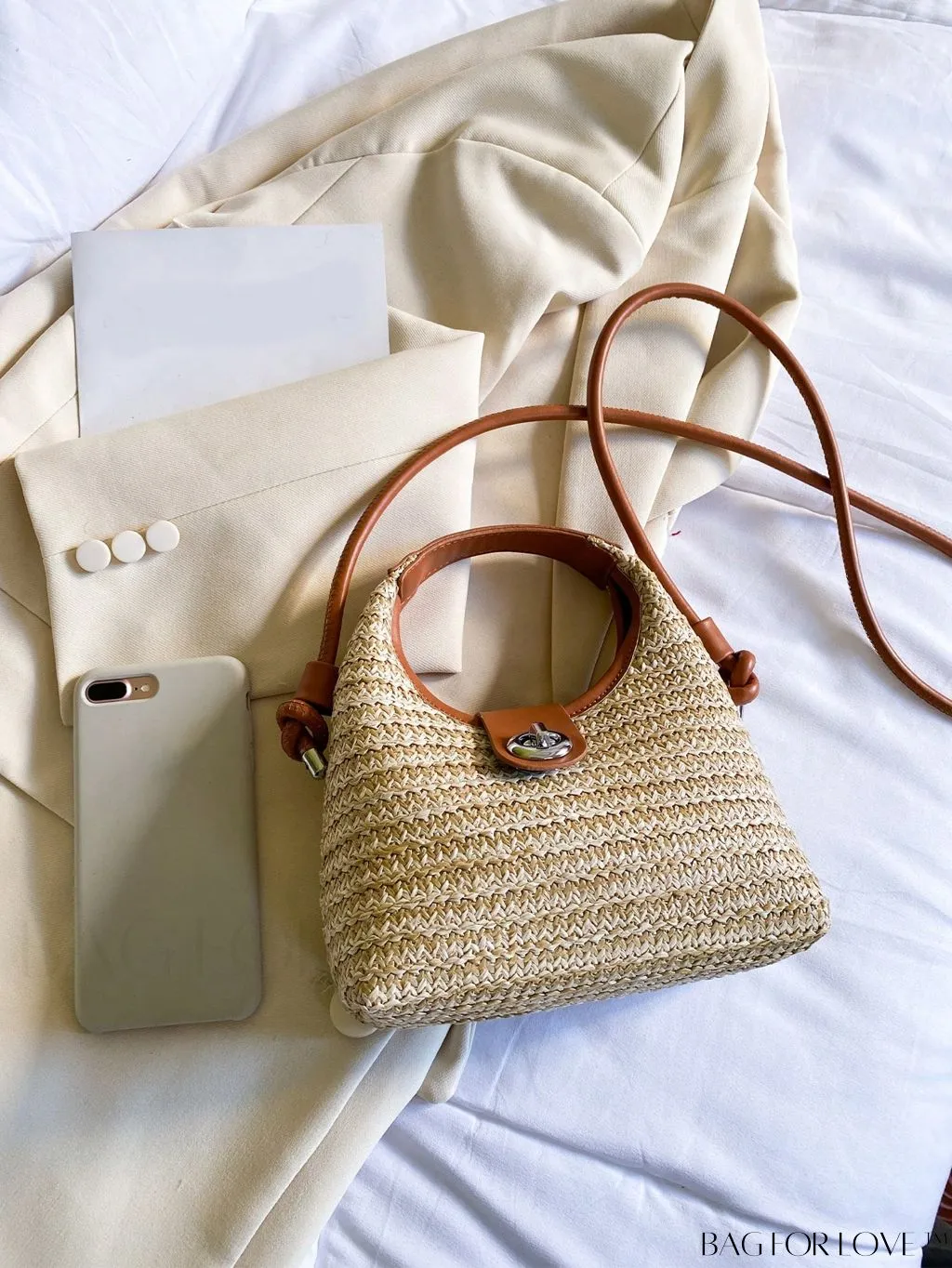 BagForLove - Compact Twist Lock Hobo Bag with Raw Trim