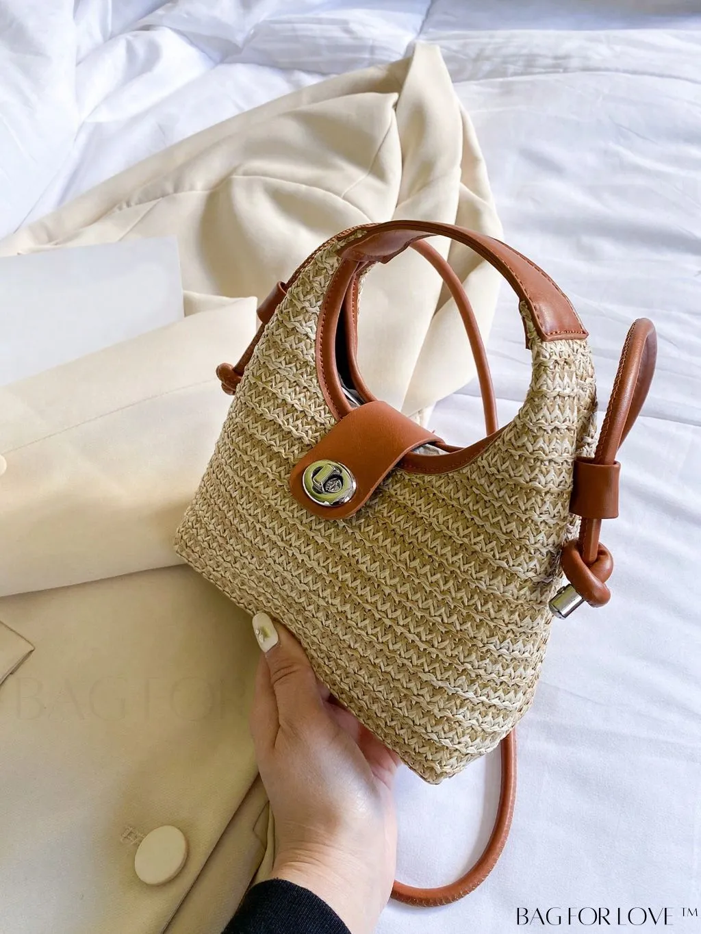 BagForLove - Compact Twist Lock Hobo Bag with Raw Trim