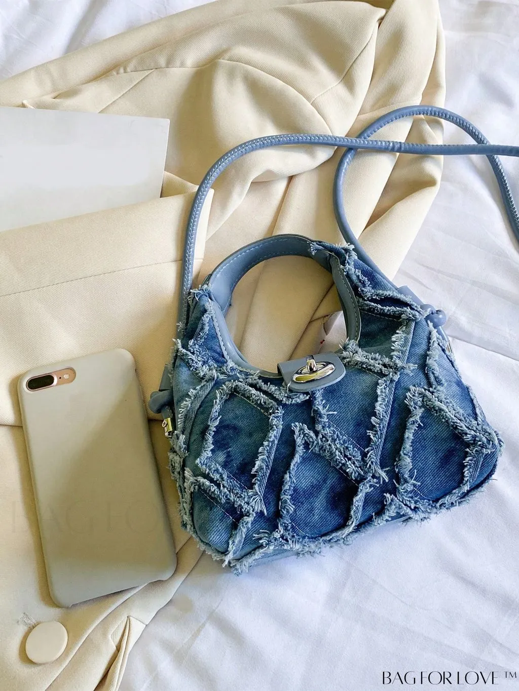 BagForLove - Compact Twist Lock Hobo Bag with Raw Trim