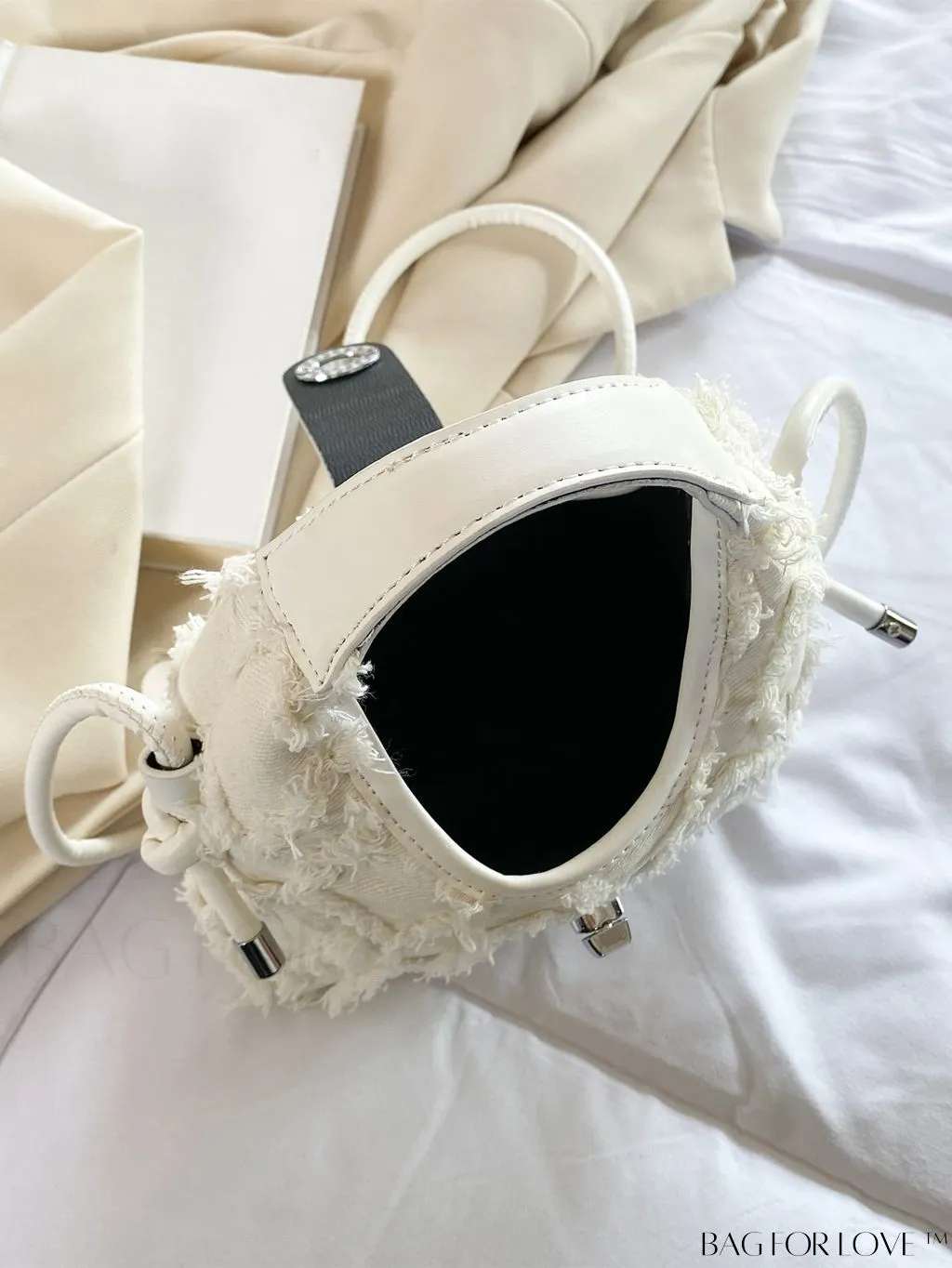 BagForLove - Compact Twist Lock Hobo Bag with Raw Trim