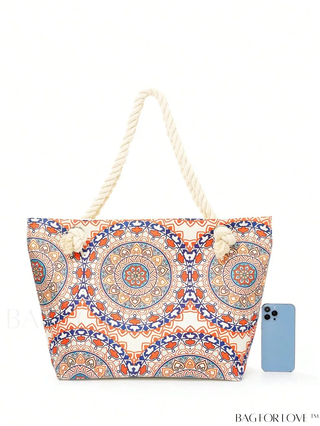 BagForLove - Geometric Pattern Canvas Beach Shopper: Colorblock Design