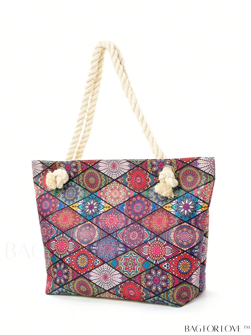 BagForLove - Geometric Pattern Canvas Beach Shopper: Colorblock Design