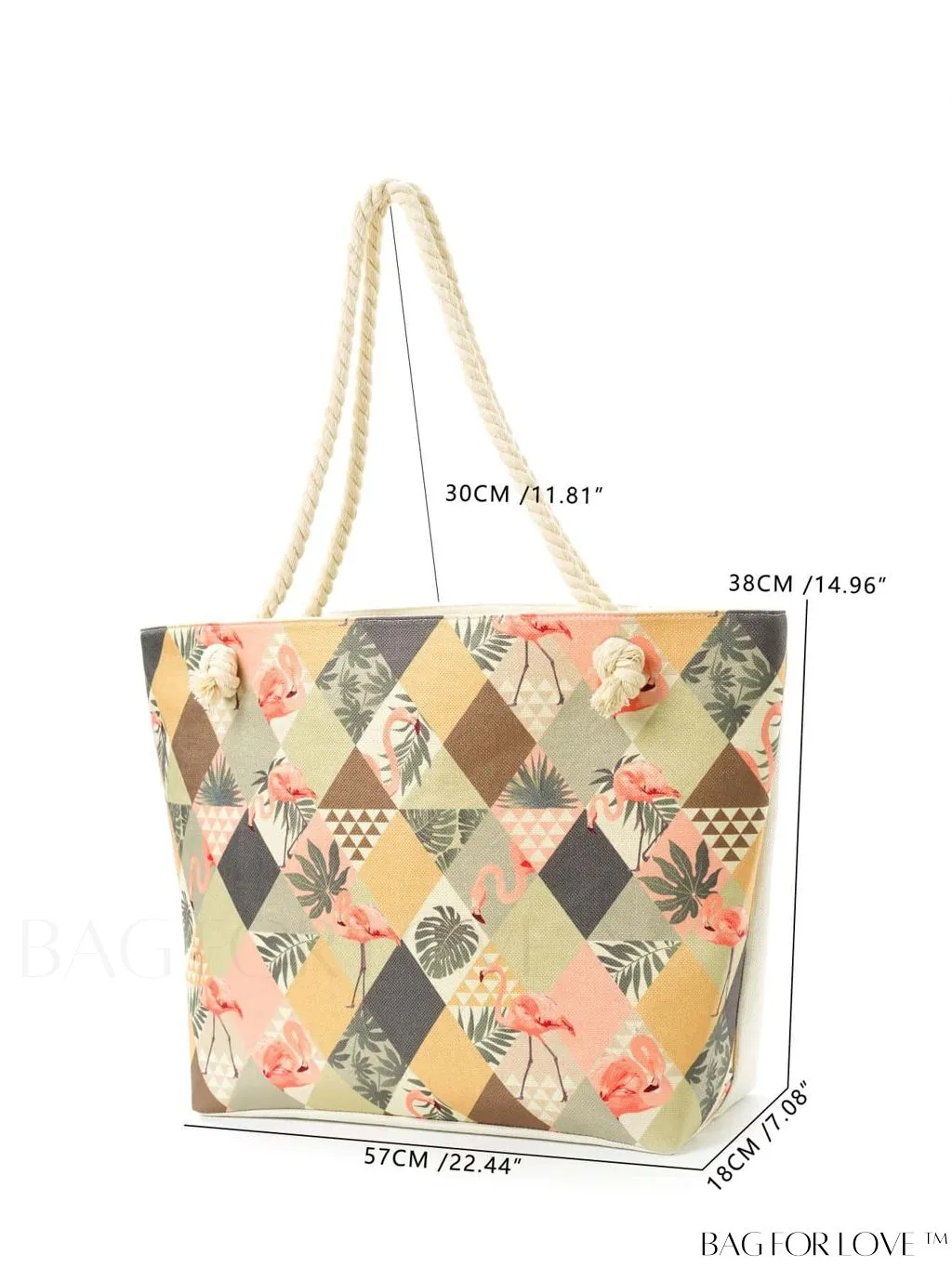 BagForLove - Geometric Pattern Canvas Beach Shopper: Colorblock Design