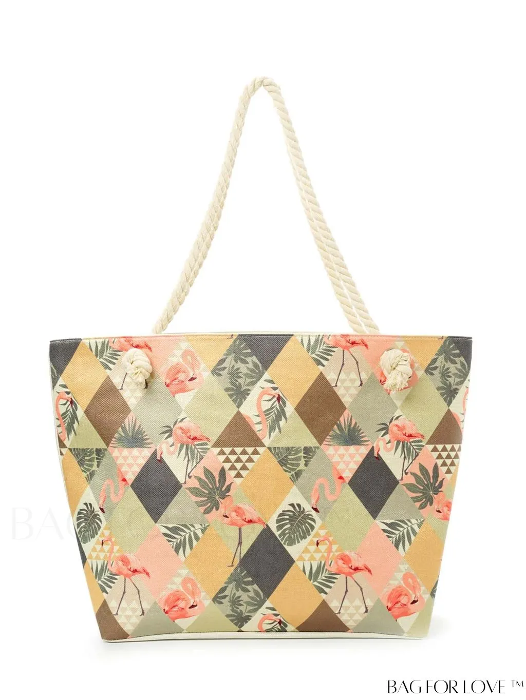 BagForLove - Geometric Pattern Canvas Beach Shopper: Colorblock Design