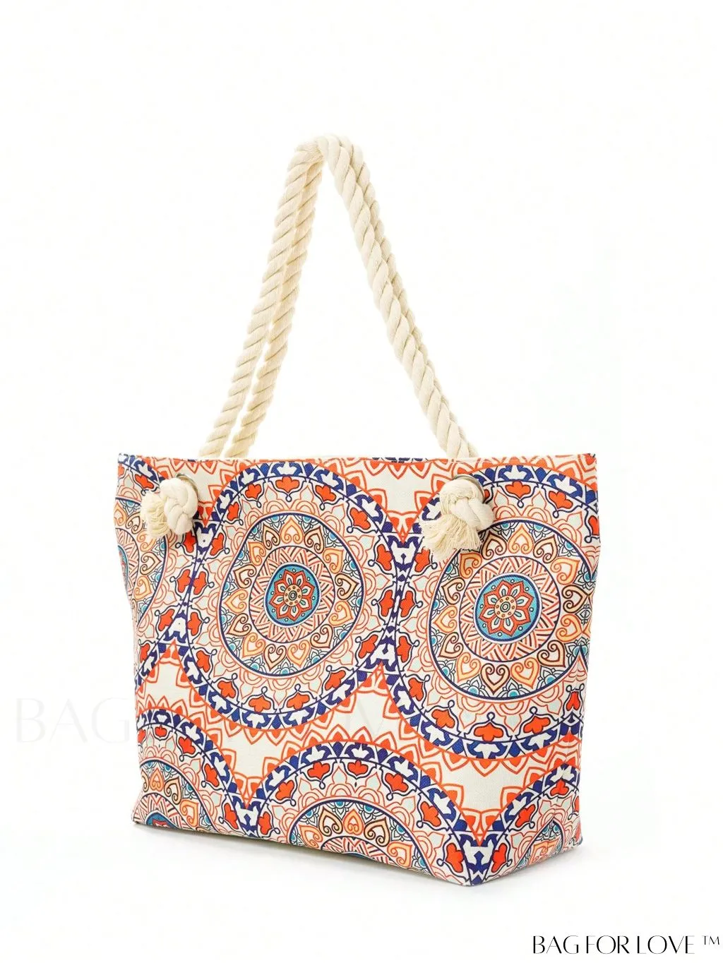 BagForLove - Geometric Pattern Canvas Beach Shopper: Colorblock Design