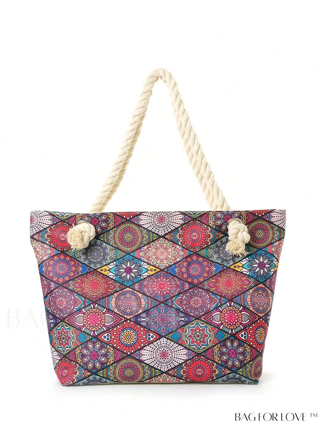 BagForLove - Geometric Pattern Canvas Beach Shopper: Colorblock Design