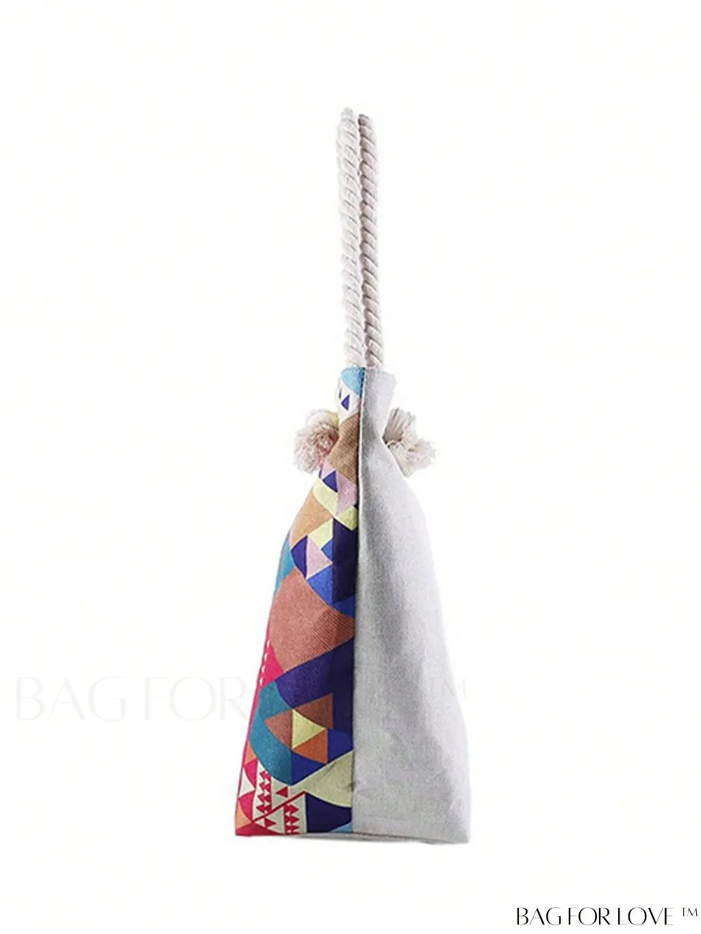 BagForLove - Geometric Pattern Canvas Beach Shopper: Colorblock Design