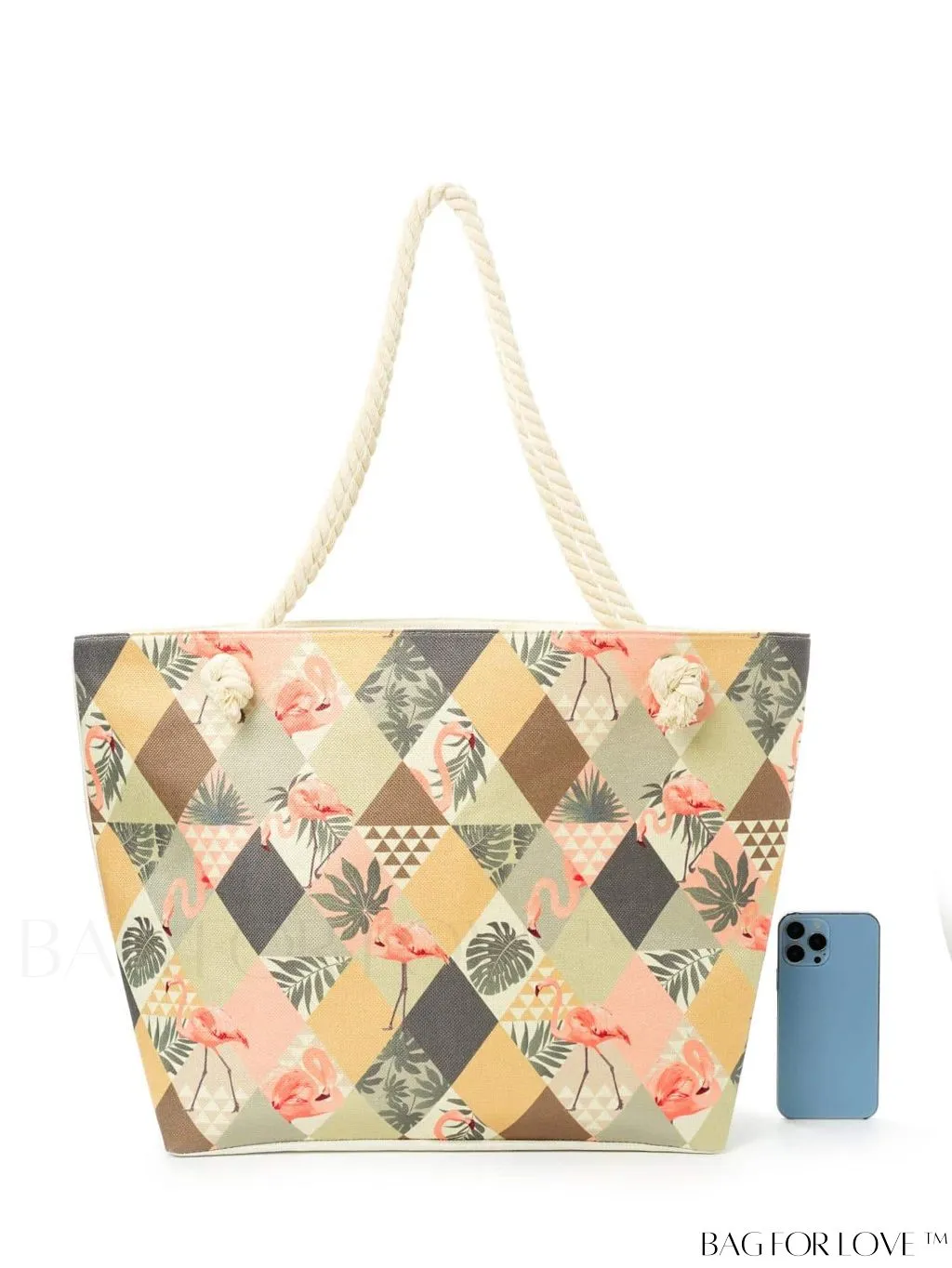 BagForLove - Geometric Pattern Canvas Beach Shopper: Colorblock Design