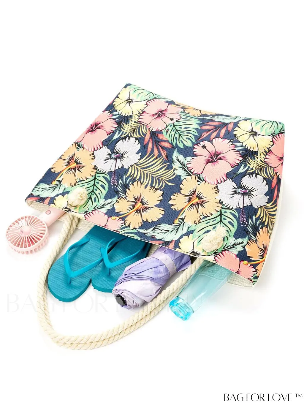 BagForLove - Geometric Pattern Canvas Beach Shopper: Colorblock Design