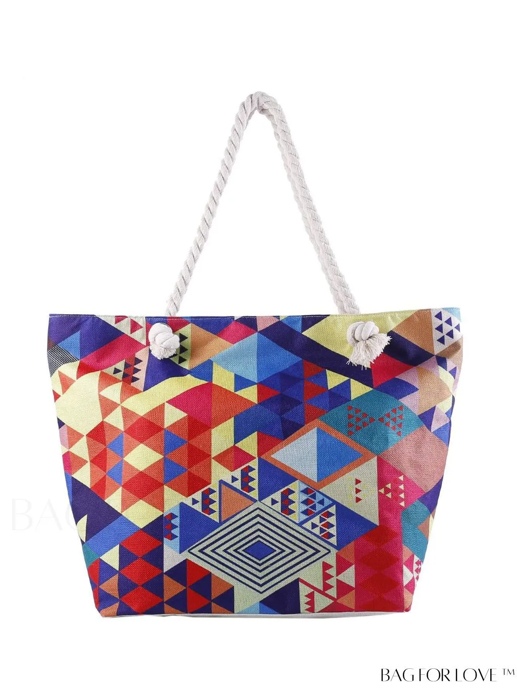 BagForLove - Geometric Pattern Canvas Beach Shopper: Colorblock Design