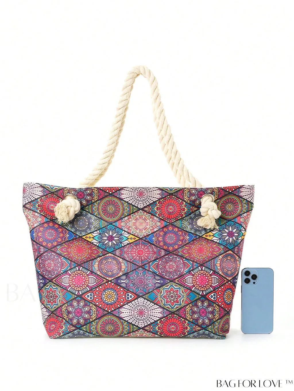 BagForLove - Geometric Pattern Canvas Beach Shopper: Colorblock Design