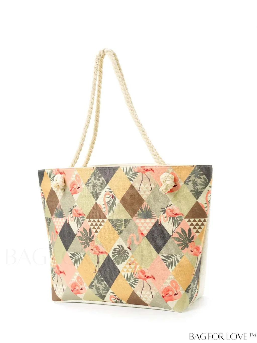 BagForLove - Geometric Pattern Canvas Beach Shopper: Colorblock Design