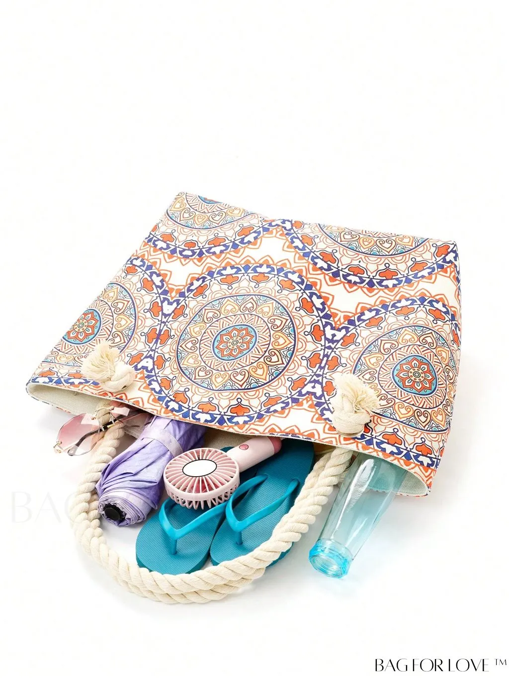 BagForLove - Geometric Pattern Canvas Beach Shopper: Colorblock Design