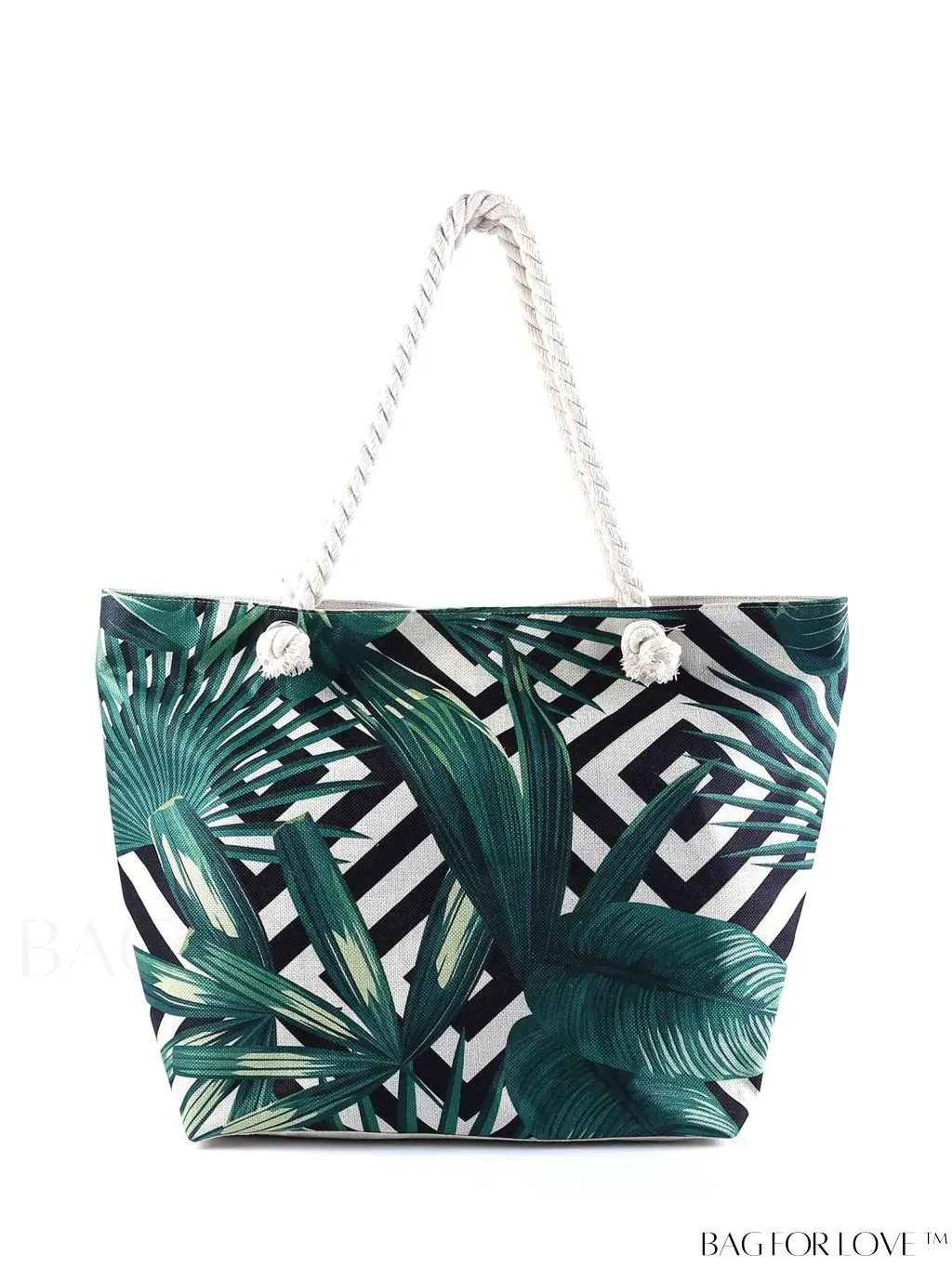 BagForLove - Geometric Pattern Canvas Beach Shopper: Colorblock Design