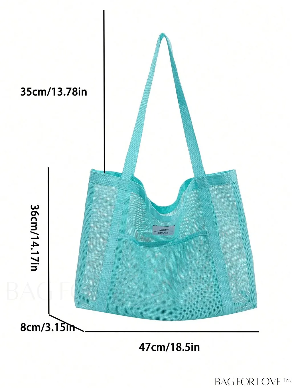 BagForLove - Large Mesh Beach Bag with Letter Patch Decoration, Ideal for Sun and Sand