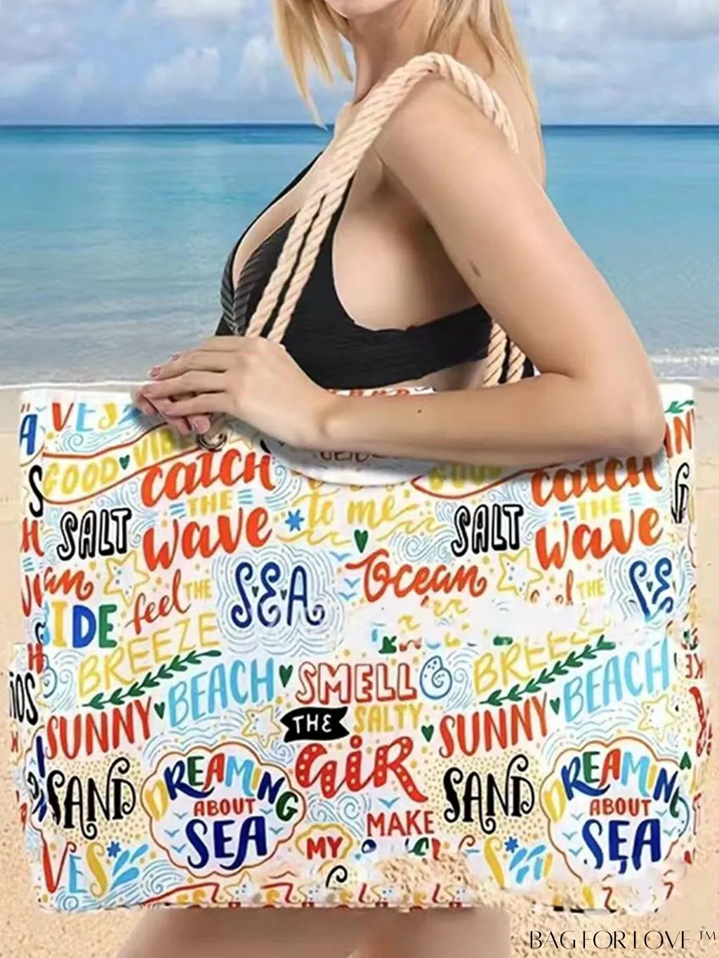 BagForLove - Leaf Pattern Beach Tote Bag - Spacious & Stylish for All Ages, Ideal for Travel, School