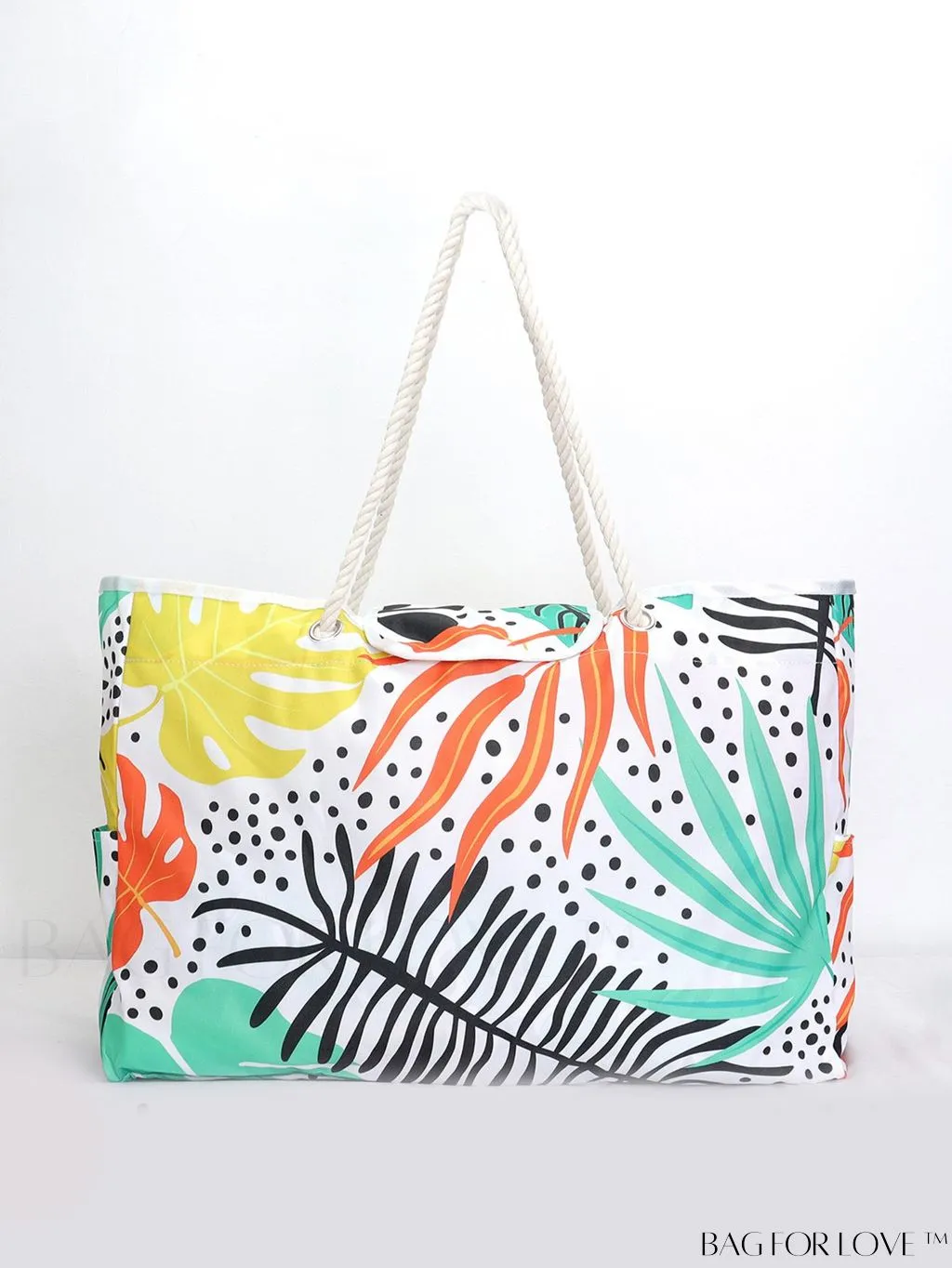BagForLove - Leaf Pattern Beach Tote Bag - Spacious & Stylish for All Ages, Ideal for Travel, School