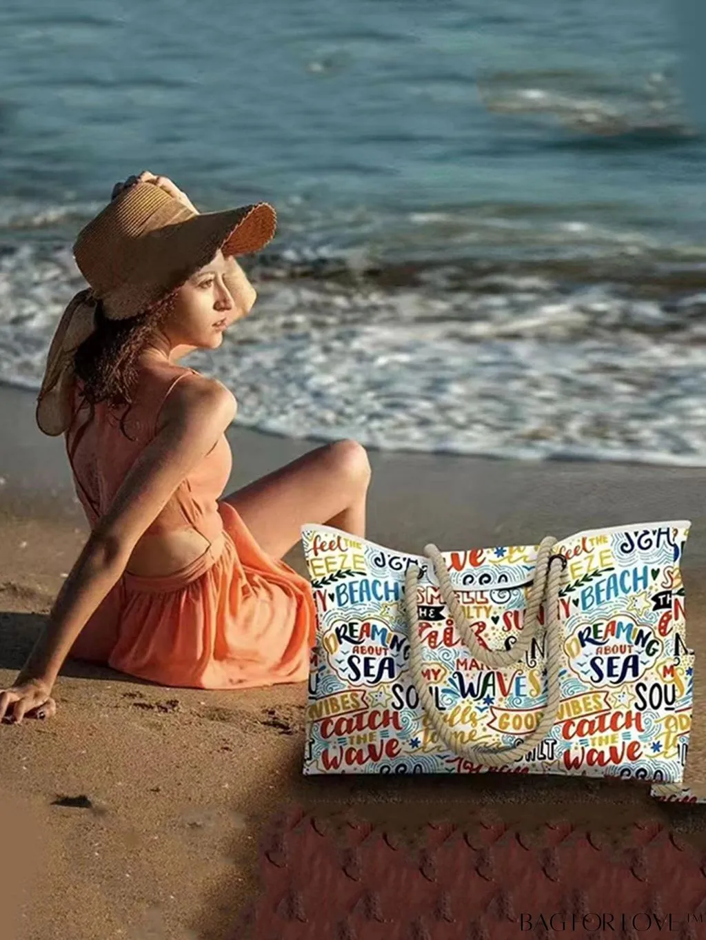 BagForLove - Leaf Pattern Beach Tote Bag - Spacious & Stylish for All Ages, Ideal for Travel, School