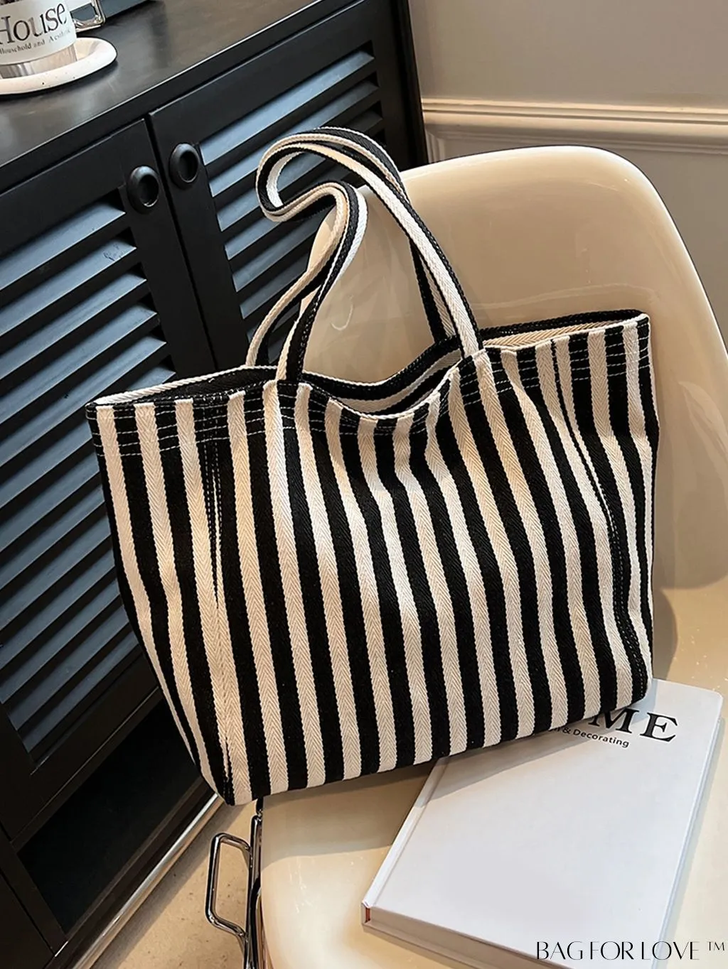 BagForLove - Minimalist Striped Shoulder Tote: Womens Large Capacity Bag