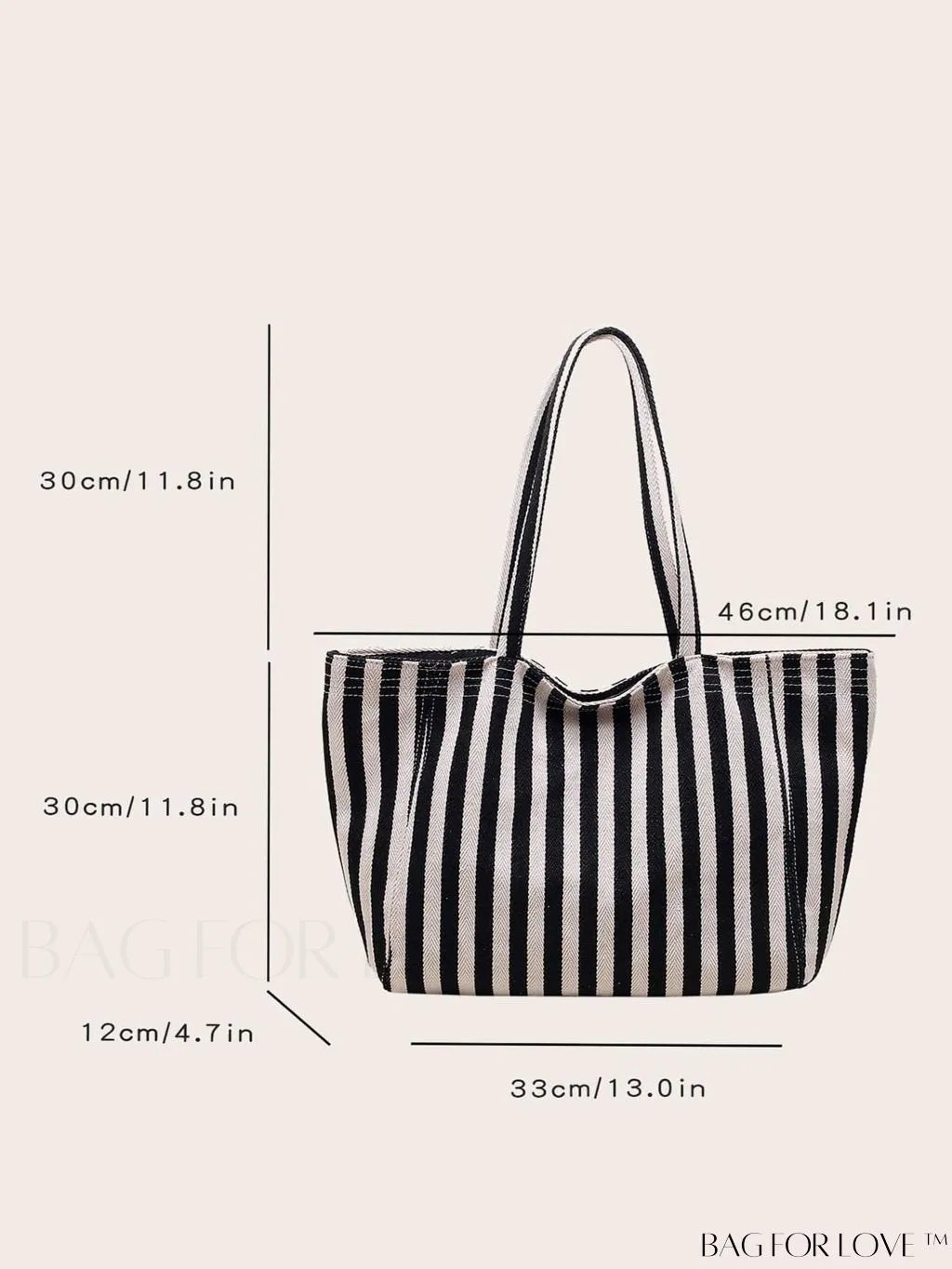 BagForLove - Minimalist Striped Shoulder Tote: Womens Large Capacity Bag