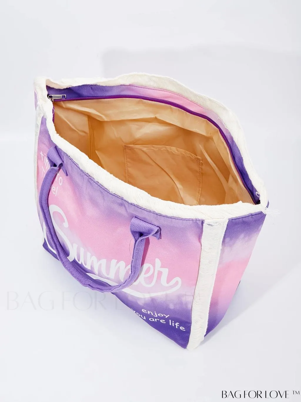 BagForLove - Oversized Shoulder Tote Bag with Letter Graphics and Fuzzy Trim