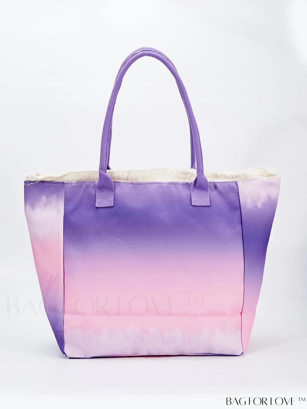 BagForLove - Oversized Shoulder Tote Bag with Letter Graphics and Fuzzy Trim