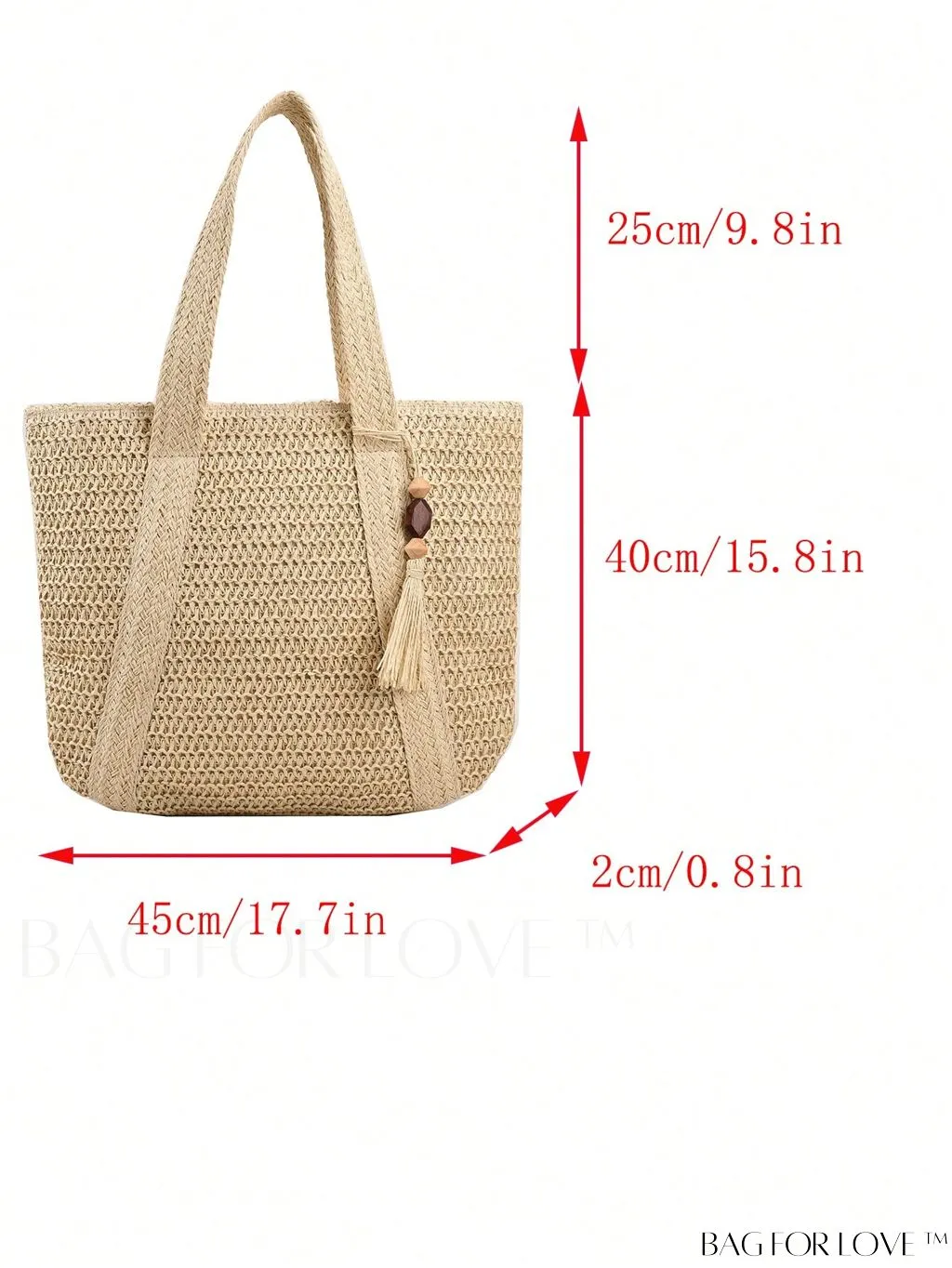 BagForLove - Oversized Vacation Straw Bag with Tassel Decor - Minimalist and Stylish