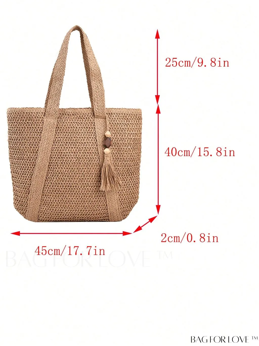BagForLove - Oversized Vacation Straw Bag with Tassel Decor - Minimalist and Stylish