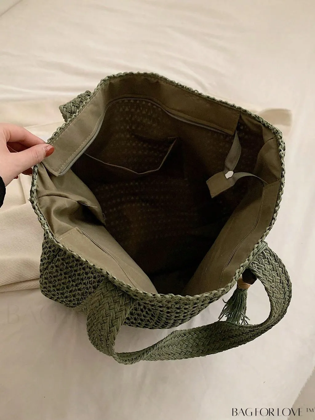 BagForLove - Oversized Vacation Straw Bag with Tassel Decor - Minimalist and Stylish