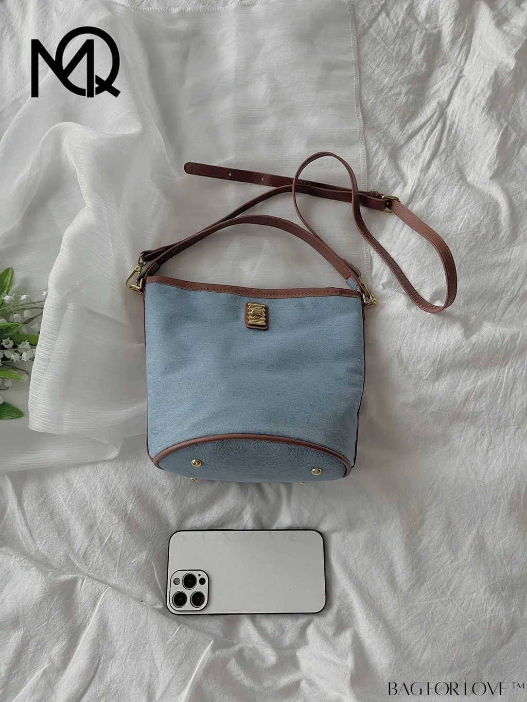 BagForLove - Sleek Top Handle Bucket Bag with Contrast Binding Design