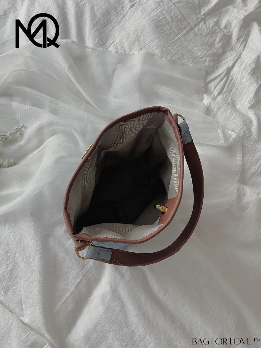 BagForLove - Sleek Top Handle Bucket Bag with Contrast Binding Design