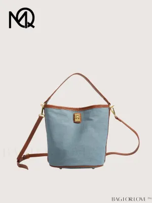 BagForLove - Sleek Top Handle Bucket Bag with Contrast Binding Design