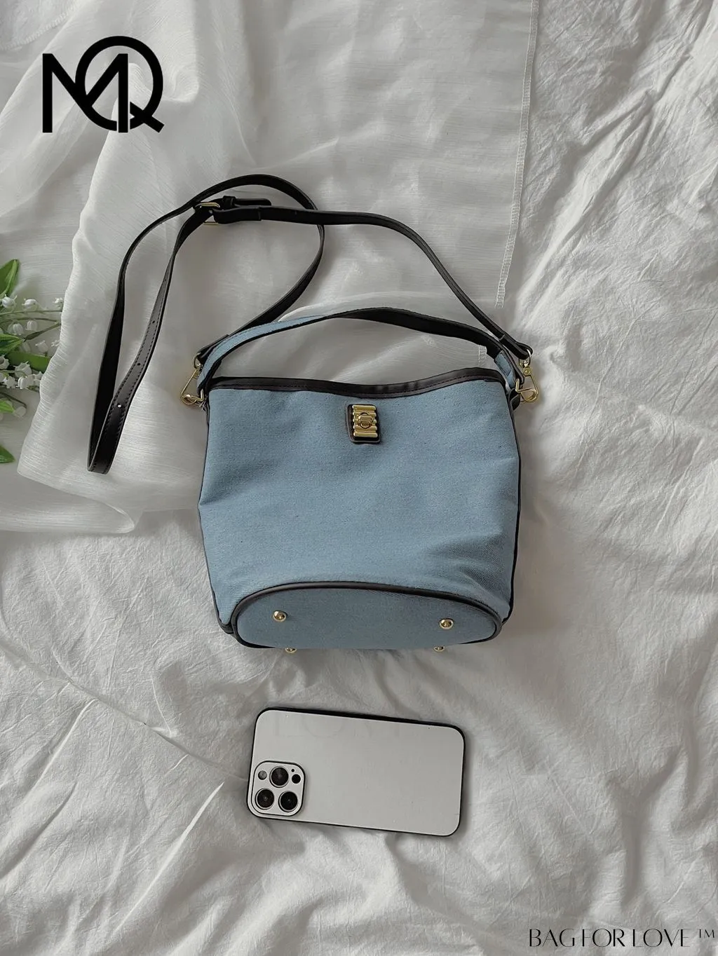 BagForLove - Sleek Top Handle Bucket Bag with Contrast Binding Design