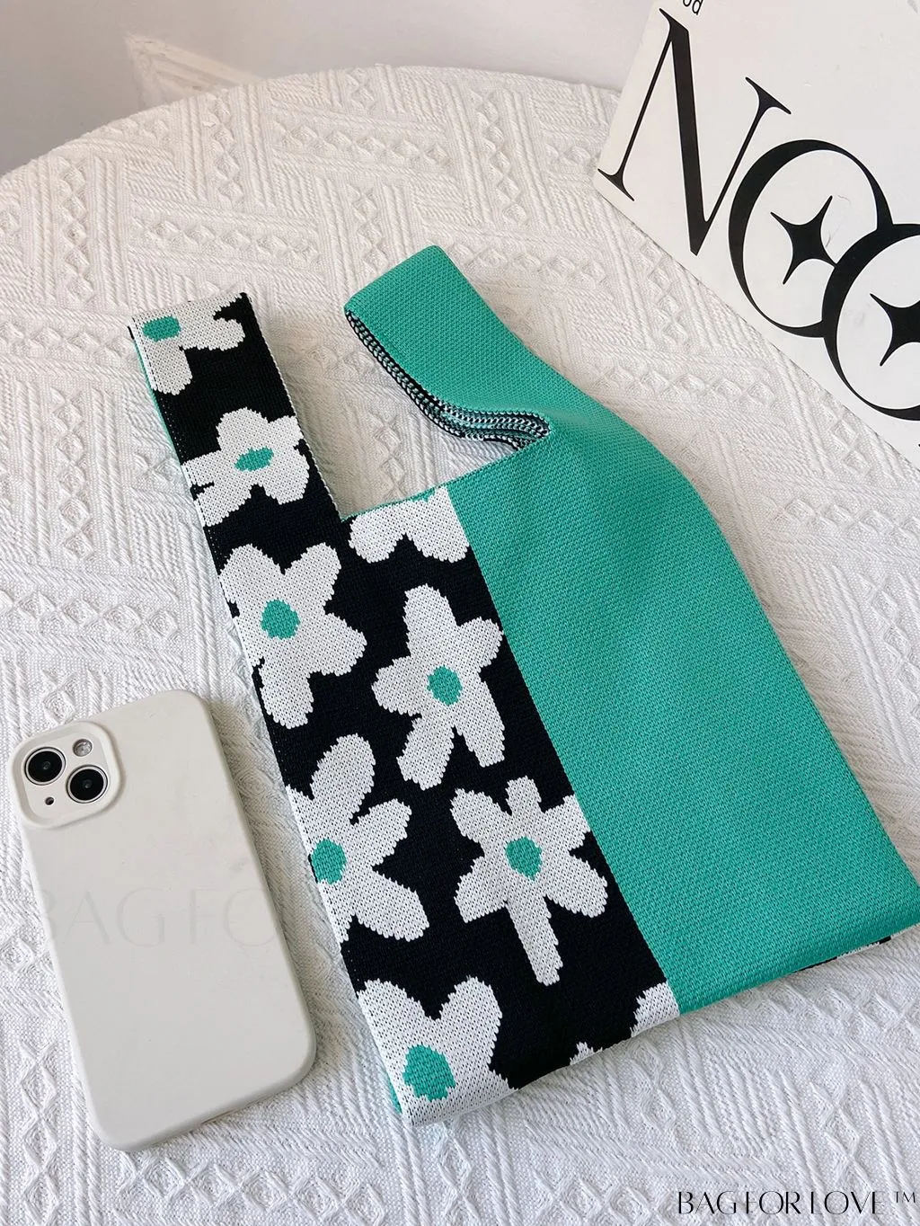 BagForLove - Stylish Black & Blue Floral Tote Bag - Lightweight, Versatile, Perfect for Festivals, Travel, and Business